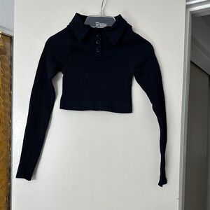 Black Long Sleeve Crop Top